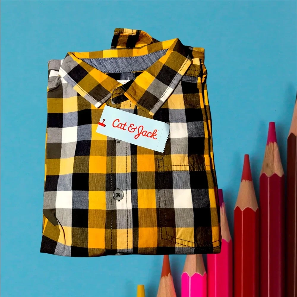 Retro Vintage Boys husky button down shirt  ✨HP🦖 Deadstock NWT kidcore academia